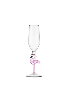 Pink Flamingo Champagne Glass