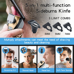 5-in-1 Rotary Electric Shaver 4D Rechargeable Bald Head Hair Beard Trimmer Razor