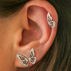 Rhinestone Butterfly Wing Stud Earrings