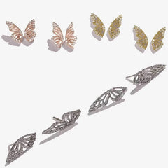 Rhinestone Butterfly Wing Stud Earrings