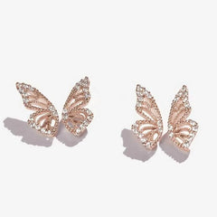 Rhinestone Butterfly Wing Stud Earrings